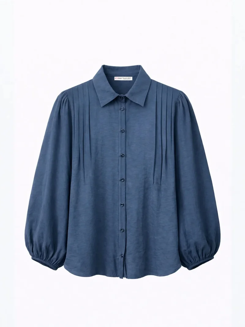 ميكسراي MIXRAY Textured Ribbed Button-Up Shirt