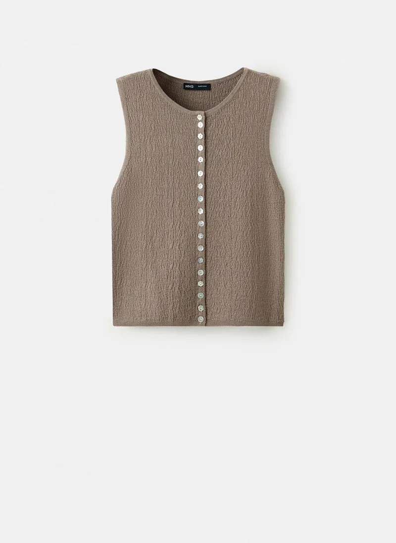 Mango 35-TOPO Top With Combined Texture Buttons for Women | Best Price UAE