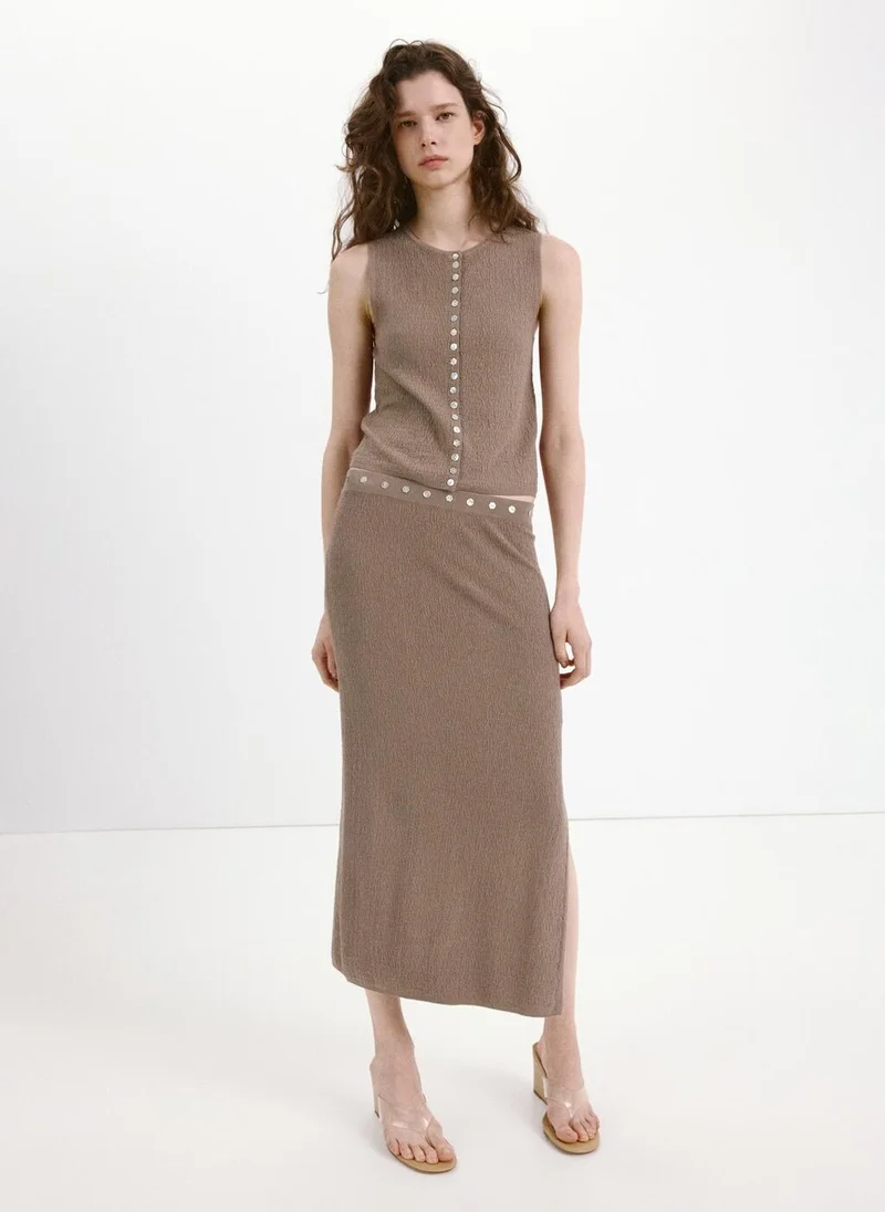 Mango 35-TOPO Top With Combined Texture Buttons for Women | Best Price UAE