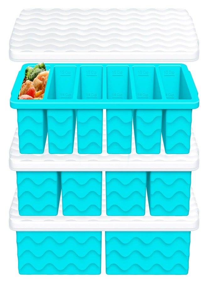 Doasuwish 3-Pack Silicone Freezer Trays with Lid,2 Large 2-Cup(500ml)&4 Medium 1-Cup(250ml)&6 Small 1/2-Cup(125ml) Soup Freezer Container Molds,Ice Cube Tray For Meal Prep&Freezing Soup,Stews,Sauces - Image 1