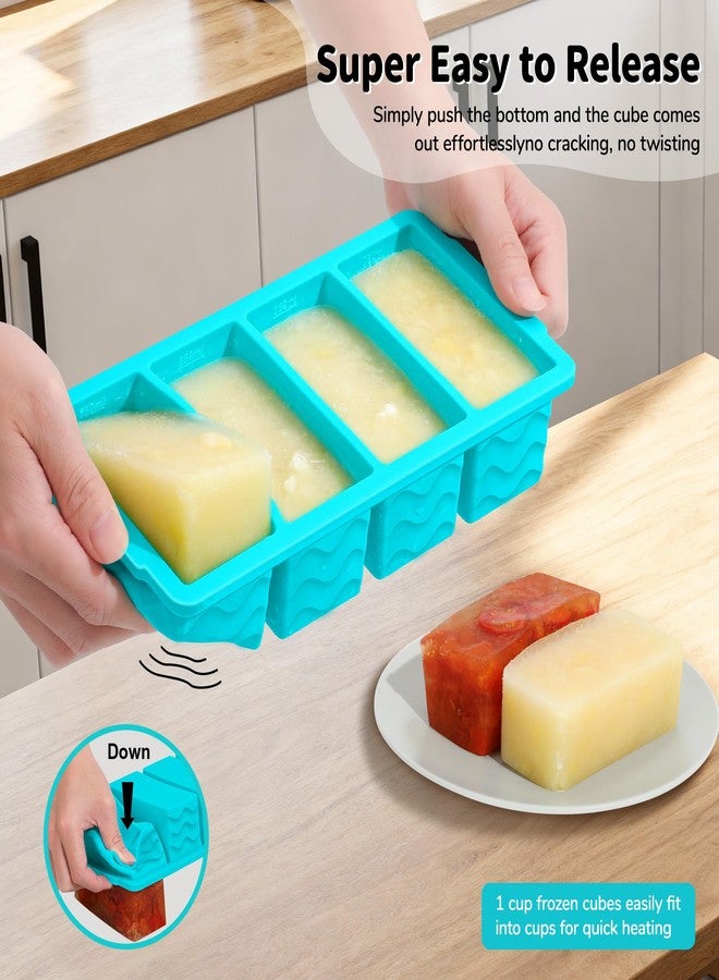 Doasuwish 3-Pack Silicone Freezer Trays with Lid,2 Large 2-Cup(500ml)&4 Medium 1-Cup(250ml)&6 Small 1/2-Cup(125ml) Soup Freezer Container Molds,Ice Cube Tray For Meal Prep&Freezing Soup,Stews,Sauces - Image 4