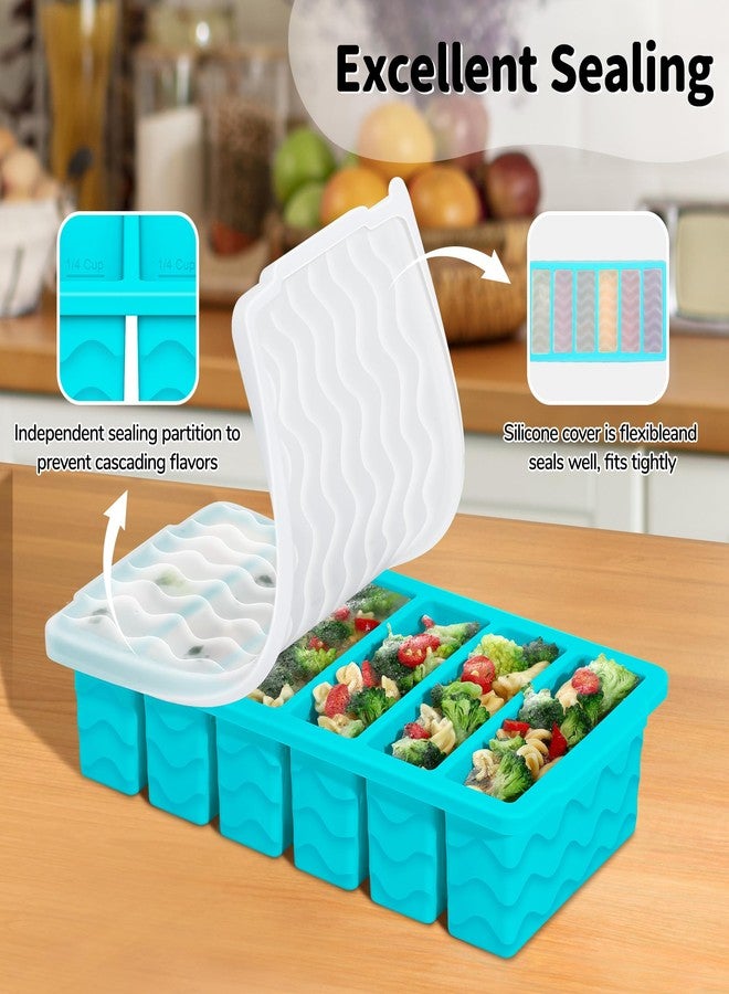 Doasuwish 3-Pack Silicone Freezer Trays with Lid,2 Large 2-Cup(500ml)&4 Medium 1-Cup(250ml)&6 Small 1/2-Cup(125ml) Soup Freezer Container Molds,Ice Cube Tray For Meal Prep&Freezing Soup,Stews,Sauces - Image 5