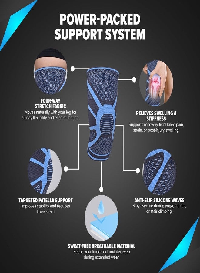Q DEVICES Comfeel Knee Cap, 1 Pair of Knee Sleeves, Compression Support Sleeve with Non-Slip Design for Workout, Sports, Meniscus Tear, ACL & Arthritis Pain Relief, Unisex (XXL) - Image 4