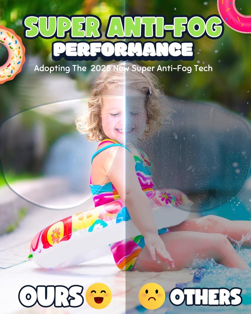 Rantizon Kids Swimming Goggles 2 Pack, Anti Fog&UV Kids Goggles for Boys Girls, No Leak Wide View Swim Goggles for Child 3-14 - Image 4