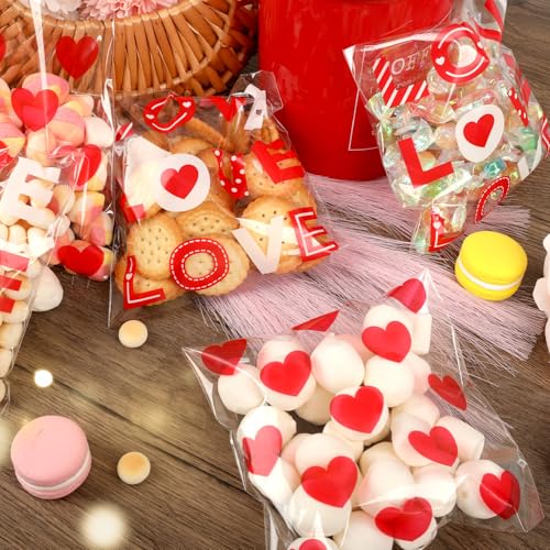 CUDICY 200pcs Cellophane Bags 5.5x5.5 Self Sealing Cookie Bags for Packaging White Cellophane Treat Bag for Gift Giving Packaging Valentines Birthday Party Favor Candy Goodie Homemade Bakery (Valentine) - Image 4