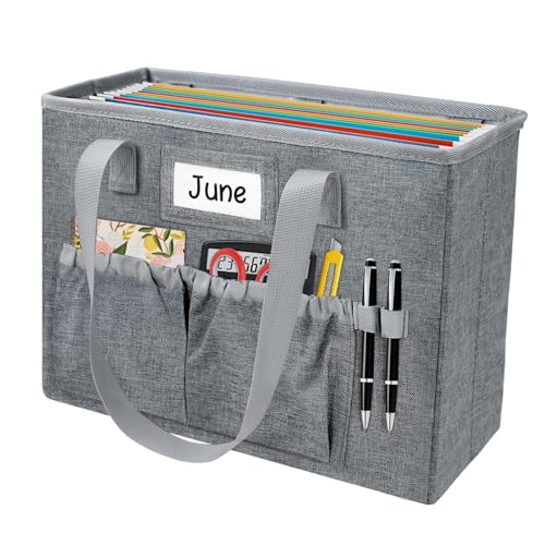 abcxgood Desktop File Organizer BoxCollapsible Hanging Filing BoxHome Office Document Storage Organizer with Front Pocket and Handles Letter Size Folder - Image 1