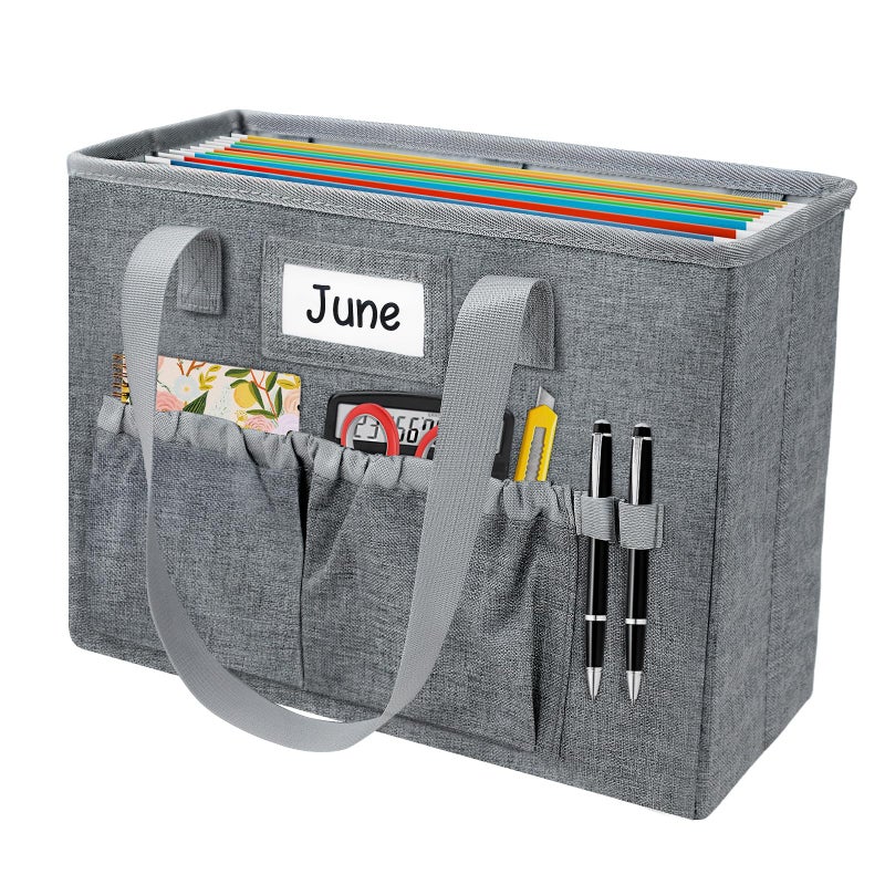 abcxgood Desktop File Organizer BoxCollapsible Hanging Filing BoxHome Office Document Storage Organizer with Front Pocket and Handles Letter Size Folder - Image 2