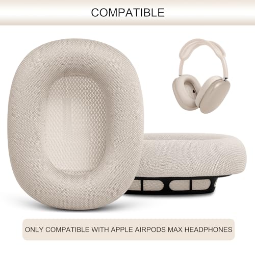 GEVO Upgraded Ear Cushions Replacement Earpads for 2024 New Apple AirPods Max Headphones, Mesh Fabric Ear Pads Cover with Memory Foam and Magnet for AirPods Max Fresh Color (Starlight) - Image 2