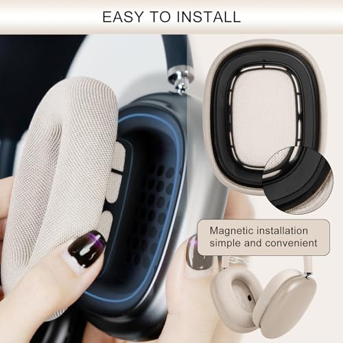 GEVO Upgraded Ear Cushions Replacement Earpads for 2024 New Apple AirPods Max Headphones, Mesh Fabric Ear Pads Cover with Memory Foam and Magnet for AirPods Max Fresh Color (Starlight) - Image 3