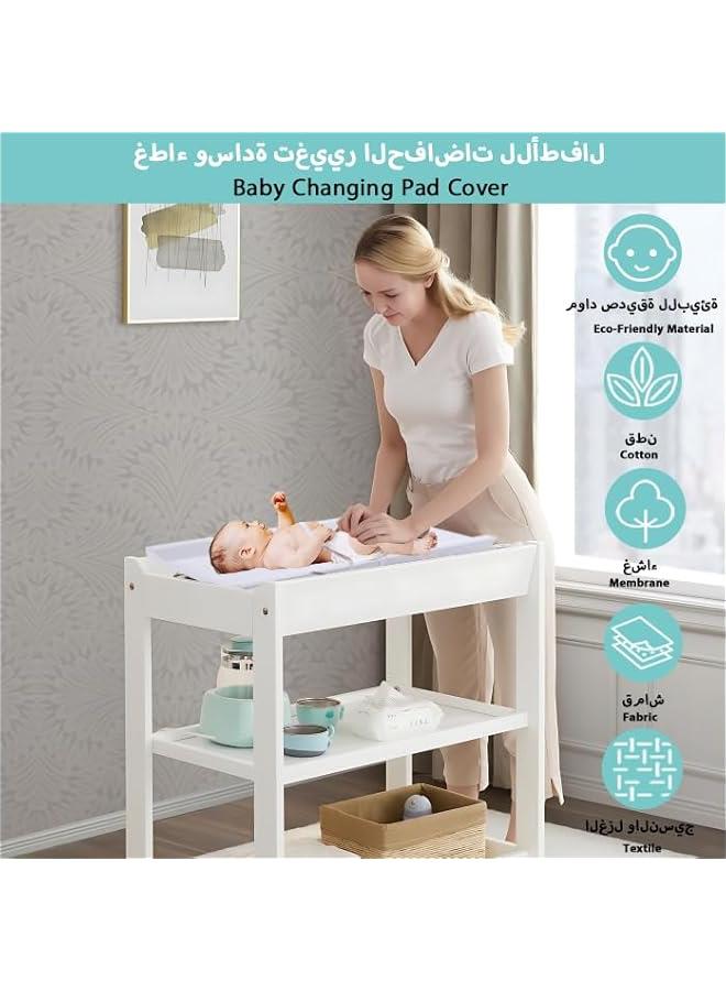 Gonice Baby Changing Pad Infant Diaper Changing Table Pad Cover, Dot Washable Soft Breathable Contoured Pad Waterproof Non-Slip Change Mat Sheet with Safety Strap, Gift for Baby Boy Dresser Tops - Image 2
