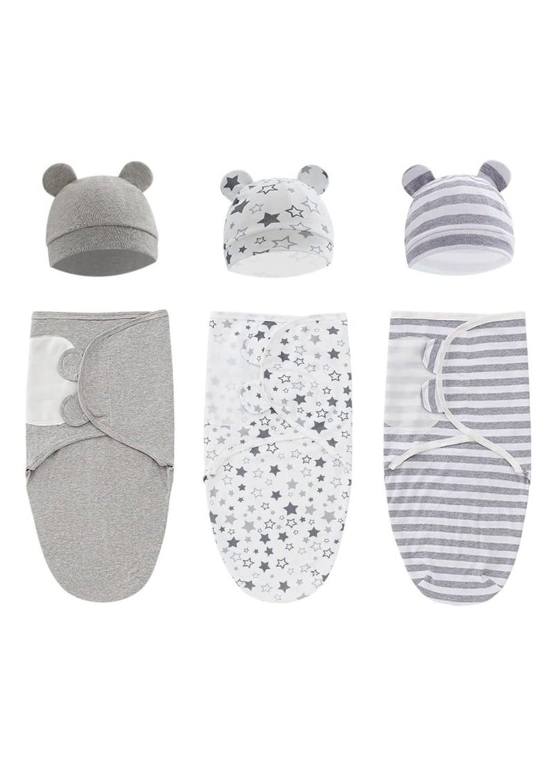 Y&D SYOSI, Baby Swaddle Sleep Sack with Hat Set for 0-3 Months, 3-Pack Soft Cotton Newborn Adjustable Wrap Girls Boys, Nursery Blanket Essentials  - Image 1
