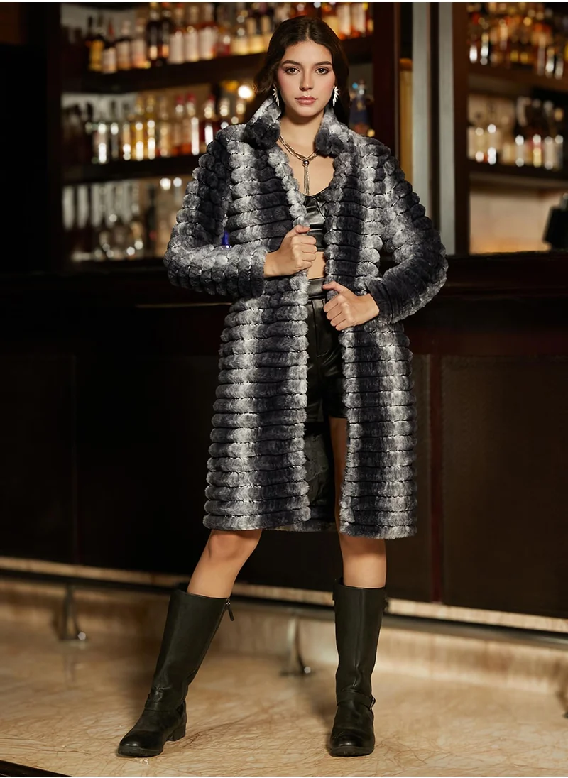 كامبوس سوترا Women's Midnight Black Ombre Ripple Long Coat
