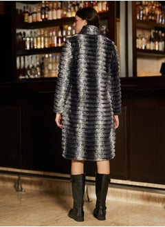 Campus Sutra Women's Midnight Black Ombre Ripple Long Coat  - Image 5