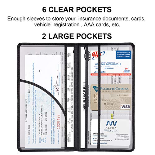 Cacturism Car Registration and Insurance Holder with Magnetic Shut, Vehicle Glove Box Car Organizer, Men Women Interior Car Accessories for Cards, Essential Document, Driver License, Black - Image 4