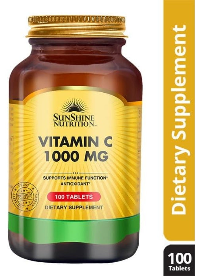 SUNSHINE NUTRITION فيتامين سي 1000 ملغ لدعم وظيفة المناعة مضاد أكسدة 100 قرص - Image 1