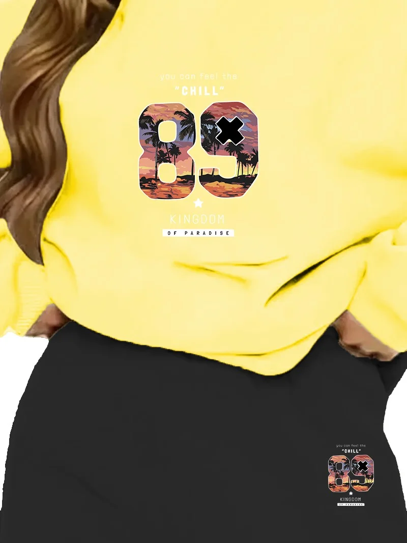 دوغ فش Tracksuit Oversize Chill 89 Printed Tracksuit,lover,couple Combination Yellow