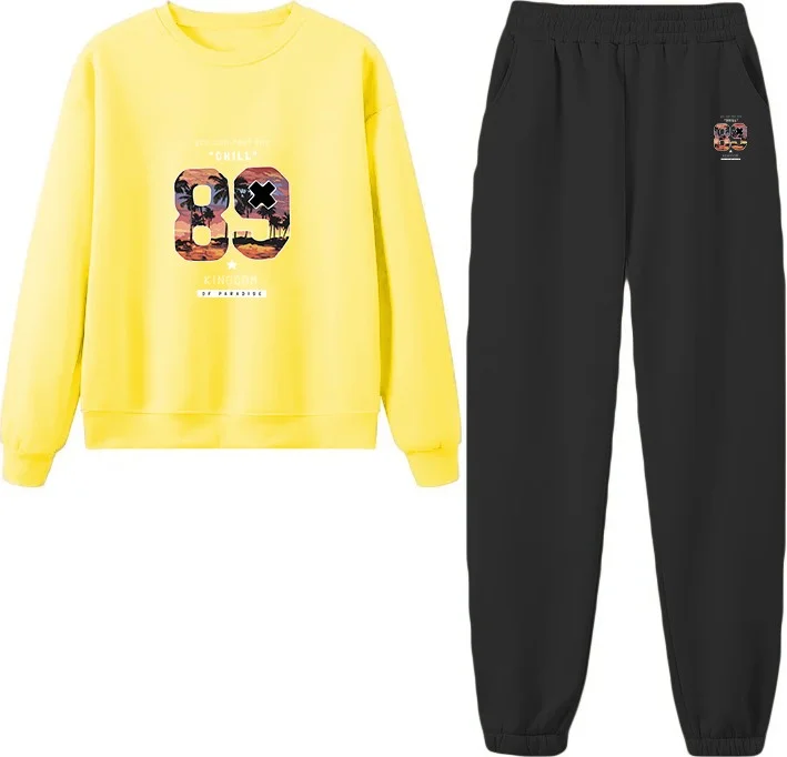 دوغ فش Tracksuit Oversize Chill 89 Printed Tracksuit,lover,couple Combination Yellow