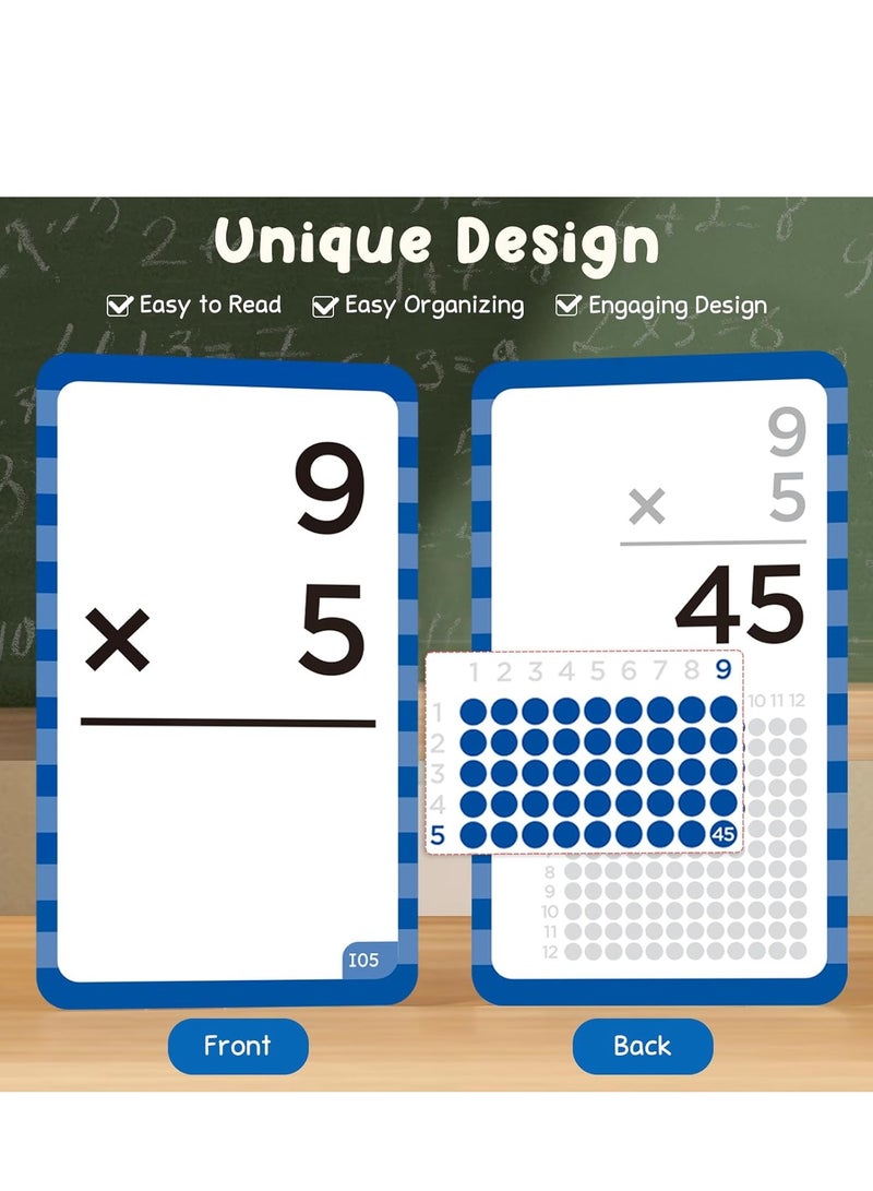 JoyCat Multiplication Flash Cards + Pop Fidget Chart- 156 Hole Punched Math Game Flash Cards for Kids Ages 8 and Up, Times Table Multiplication Flash Cards - Image 5