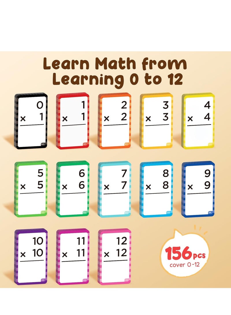 JoyCat Multiplication Flash Cards + Pop Fidget Chart- 156 Hole Punched Math Game Flash Cards for Kids Ages 8 and Up, Times Table Multiplication Flash Cards - Image 3