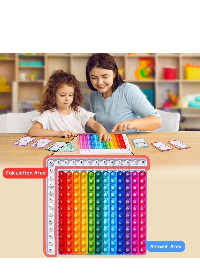 JoyCat Multiplication Flash Cards + Pop Fidget Chart- 156 Hole Punched Math Game Flash Cards for Kids Ages 8 and Up, Times Table Multiplication Flash Cards - Image 4