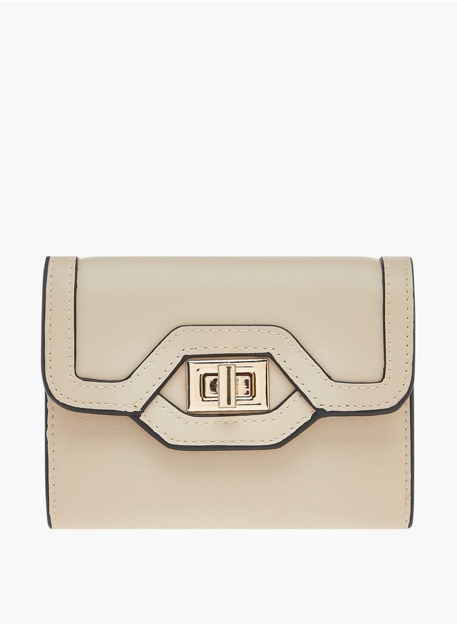 Celeste - Womens Solid Bi-Fold Wallet With Lock Clasp Closure - Image 1