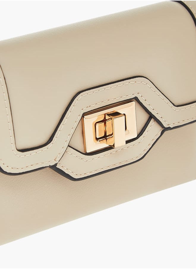 Celeste - Womens Solid Bi-Fold Wallet With Lock Clasp Closure - Image 1