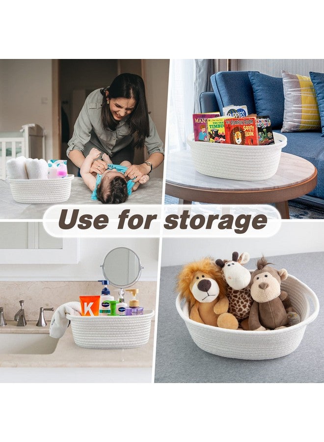 Pro Goleem Small Woven Basket with Gift Bags and Ribbons Durable Baskets for Gifts Empty Small Rope Basket for Storage 12"X 8" X 5" Baby Toy Baskets with Handles, White - Image 5