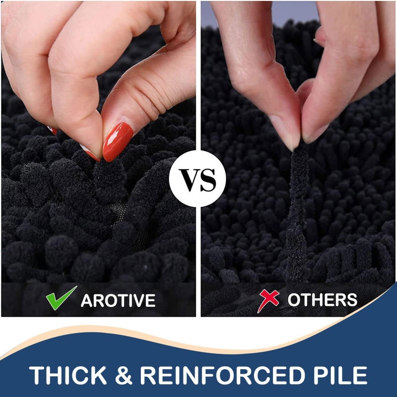 Arotive Arotive Luxury Round Chenille Bathroom Rug Mat  Extra Soft Thick Absorbent Shaggy Bath Rugs  Non-Slip Machine Wash Dry Plush Bath Mats for Bathroom  Shower and Tub  24x24  Black  - Image 4