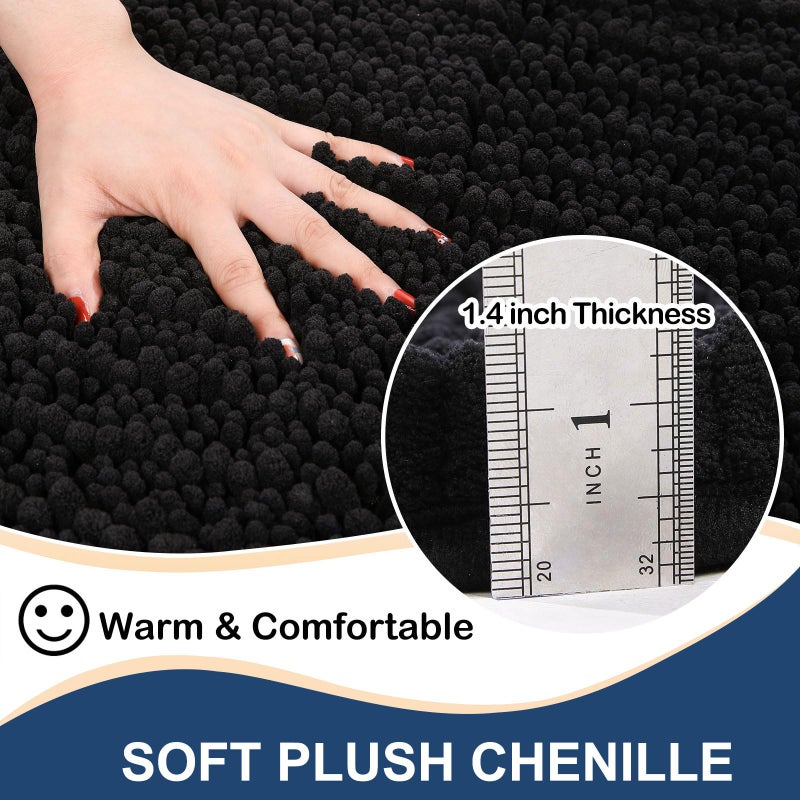 Arotive Arotive Luxury Round Chenille Bathroom Rug Mat  Extra Soft Thick Absorbent Shaggy Bath Rugs  Non-Slip Machine Wash Dry Plush Bath Mats for Bathroom  Shower and Tub  24x24  Black  - Image 1