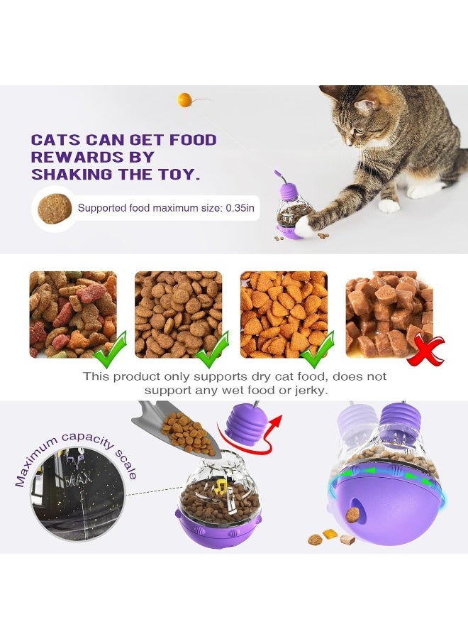 Smart Interactive Cat Toy with Food Dispenser, self-balancing wobbling food ball with spring teaser wand and glowing ball, training and mental stimulation toy for indoor cats, helps reduce boredom, suitable for all ages and sizes - Image 4