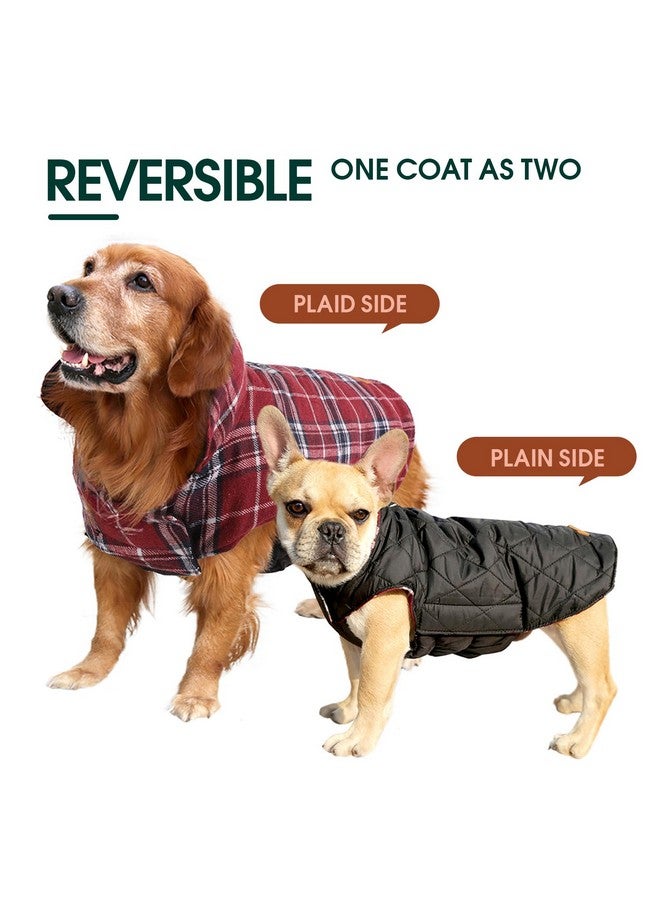 Kuoser Dog Coats Dog Jackets Waterproof Coats For Dogs Windproof Cold Weather Coats Small Medium Large Dog Clothes Reversible British Plaid Dog Sweaters Pets Apparel Winter Vest For Dog Beige 3XL - Image 3