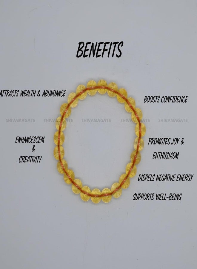 SHIVAMAGATE Certified Citrine Bracelet | 8mm Beads | Energized for Financial Luck & Prosperity | Unisex Jewelry for Men, Women, Boys & Girls" (Pack of 1) - Image 3