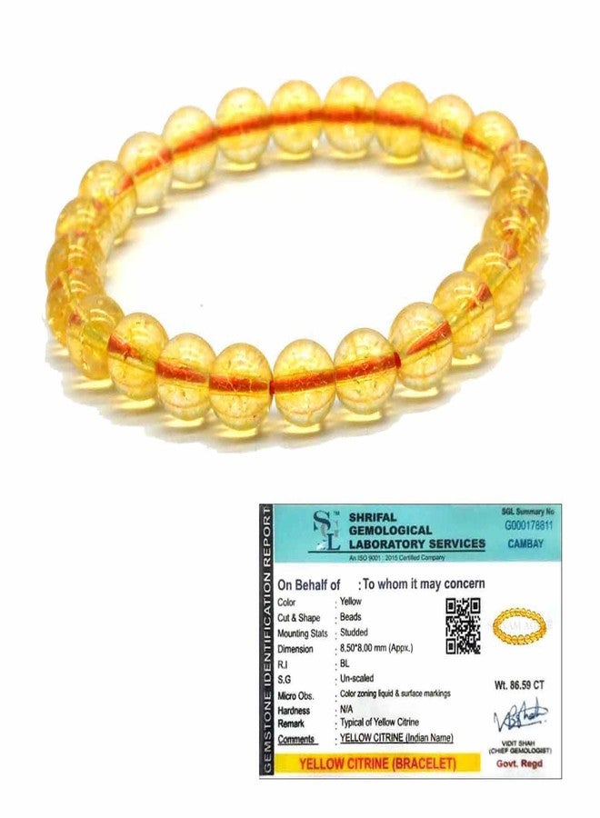 SHIVAMAGATE Certified Citrine Bracelet | 8mm Beads | Energized for Financial Luck & Prosperity | Unisex Jewelry for Men, Women, Boys & Girls" (Pack of 1) - Image 1