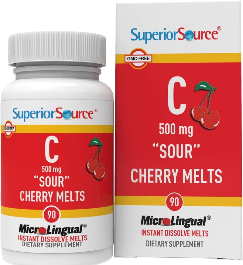 Superior Source Sour Cherry Melts Vitamin C 500 mg for Adults