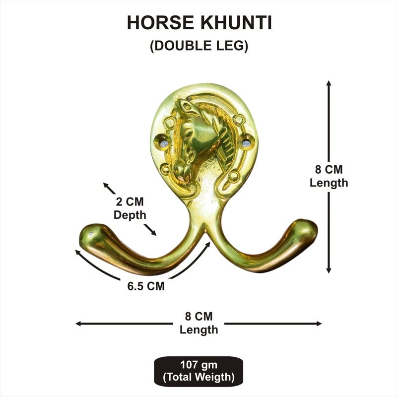Roseka Pure Brass Wall Hooks for Hanging Clothes 2 Pin Cloth Hanger Door Keys Cloth Towel Double Hook Khunti Wall Mounted Ideal for Home and Bathroom (Pack of 1) - Image 2