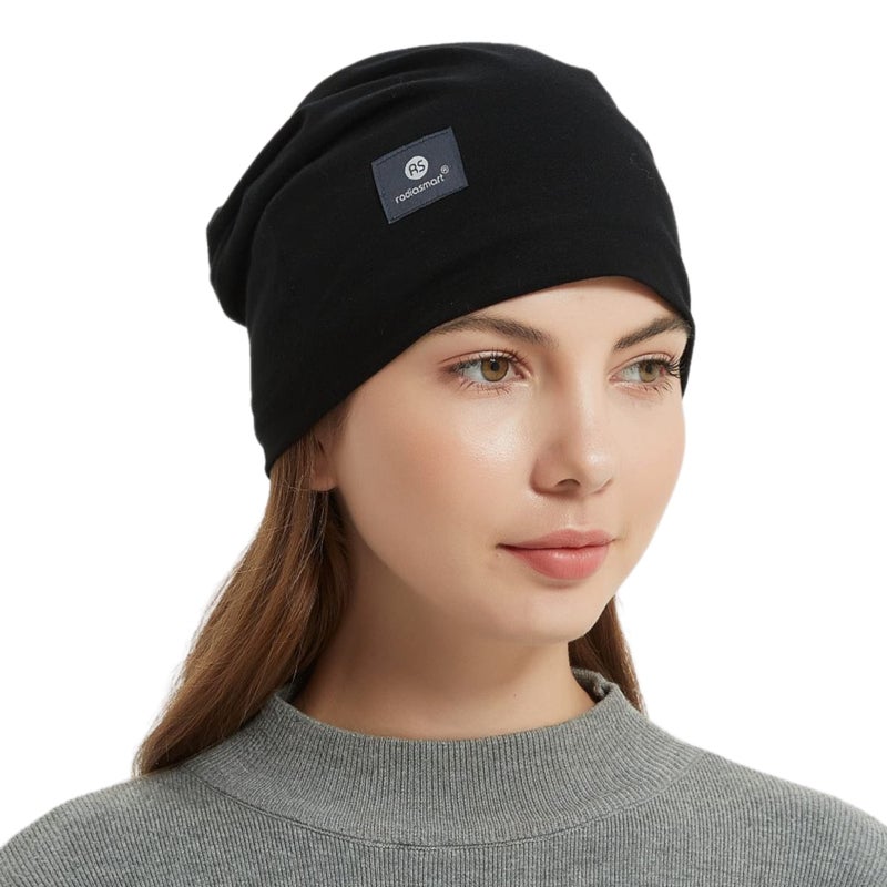 Radia Smart EMF Protection Slouch Beanie, 5G Anti-Radiation, RF Shielding, WiFi Radiation Protection, Brain Coat, Black - Image 1