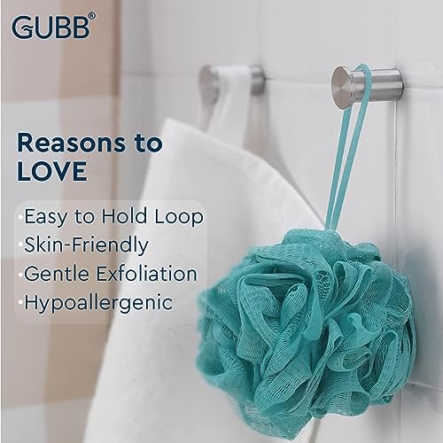 GUBB Lux Bath Sponge Loofah - Soft & Fluffy With Multiple Layers of Fibrous Matrix For A Fun Shower Time | Loufa/Luffa/Lufa/Poof/Pouf - Perfect Loofahs/Loofas for Men and Women | Bathing Scrubber For Body - 2 Loofahs - Pebble & Coral - Image 4