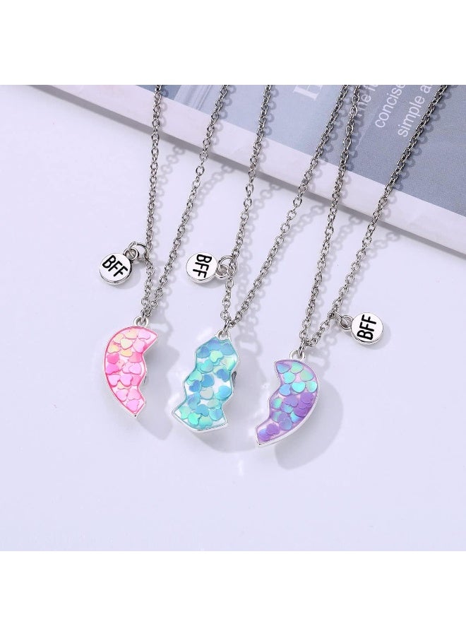 Friendship Necklace Best Friend Necklace Gifts for 3 Girls Magnetic Matching Heart Pendant BFF Necklaces for Sister - Image 5