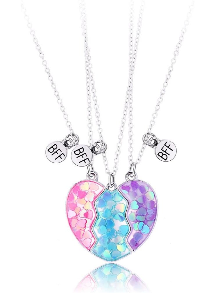 Friendship Necklace Best Friend Necklace Gifts for 3 Girls Magnetic Matching Heart Pendant BFF Necklaces for Sister - Image 1