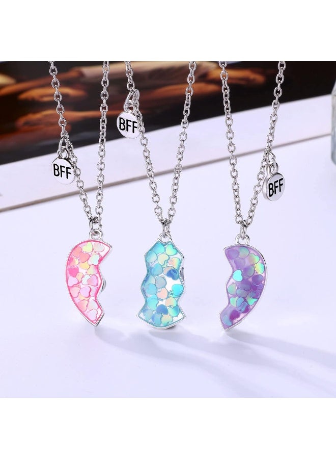 Friendship Necklace Best Friend Necklace Gifts for 3 Girls Magnetic Matching Heart Pendant BFF Necklaces for Sister - Image 4