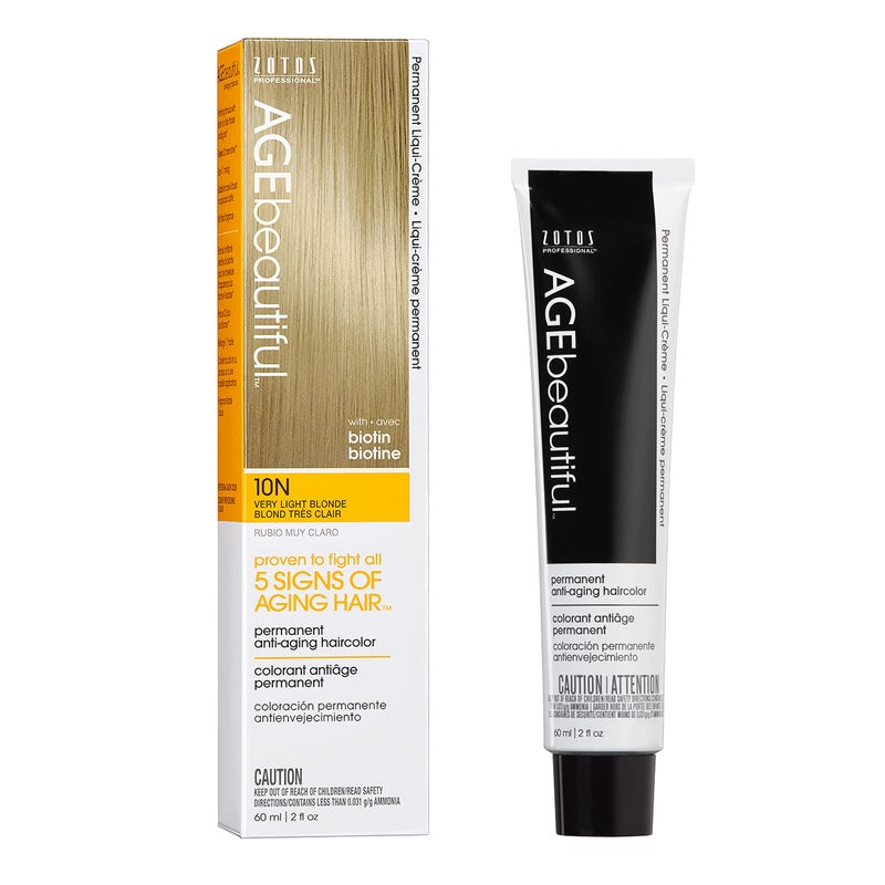 AGE beautiful Permanent Hair Color Dye Liqui Creme | 100% Gray Coverage | Anti-Aging Haircolor | Biotin for Thicker, Fuller Hair | Professional Salon Coloring | 10N Very Light Blonde - Image 2