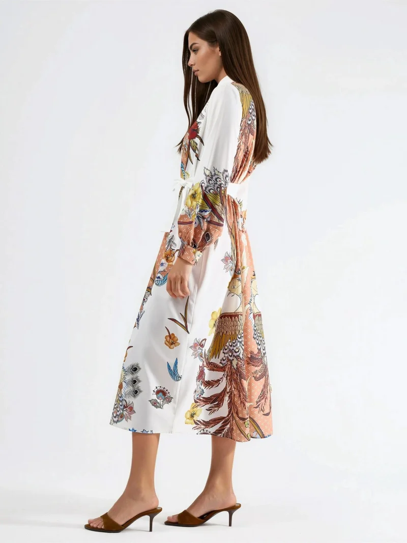 جينيفر Floral Maxi Dress with Button Closure