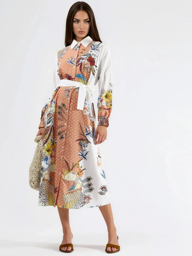 جينيفر Floral Maxi Dress with Button Closure