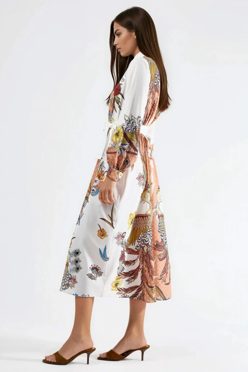 جينيفر Floral Maxi Dress with Button Closure