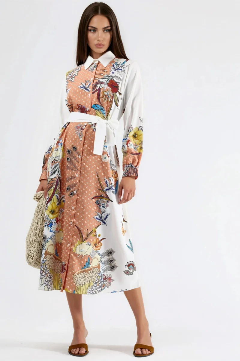 جينيفر Floral Maxi Dress with Button Closure