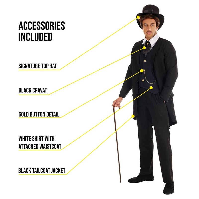 fun shack Men's Victorian Costume, Colonial Tailcoat Suit for Men, Historical Dress Outfit, Classic Style, Large - Image 3