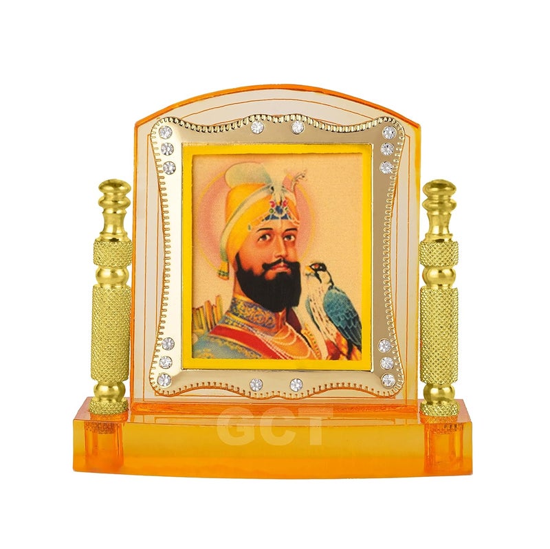 GCT Guru Gobind Singh Ji (J001-2-A) Sikh Religious Acrylic Frame for Car Dashboard (L*B*H- 3.3 x 1.2 x 3.3 Inches) - Image 1