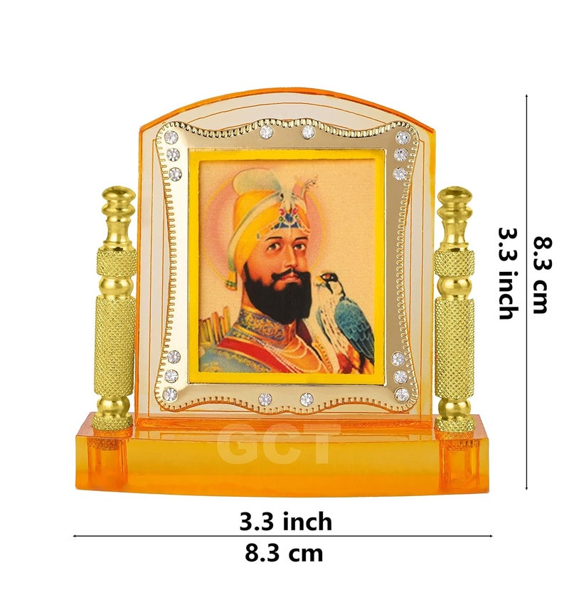 GCT Guru Gobind Singh Ji (J001-2-A) Sikh Religious Acrylic Frame for Car Dashboard (L*B*H- 3.3 x 1.2 x 3.3 Inches) - Image 2