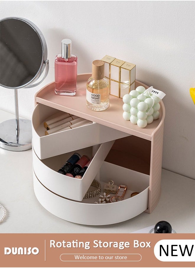 DUNISO - Multi-Function Rotating Storage Organizer,Cosmetic Storage Box,Rotating Storage Box Desktop Placement Half Circle Student Children Stationery Storage Box,Half Circle Rotating Universal Bathroom Organization Solution Holder - Image 1