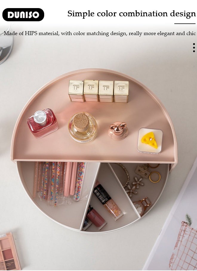 DUNISO - Multi-Function Rotating Storage Organizer,Cosmetic Storage Box,Rotating Storage Box Desktop Placement Half Circle Student Children Stationery Storage Box,Half Circle Rotating Universal Bathroom Organization Solution Holder - Image 1